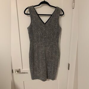 Banana Republic - Navy blue tweed V-neck sheath dress